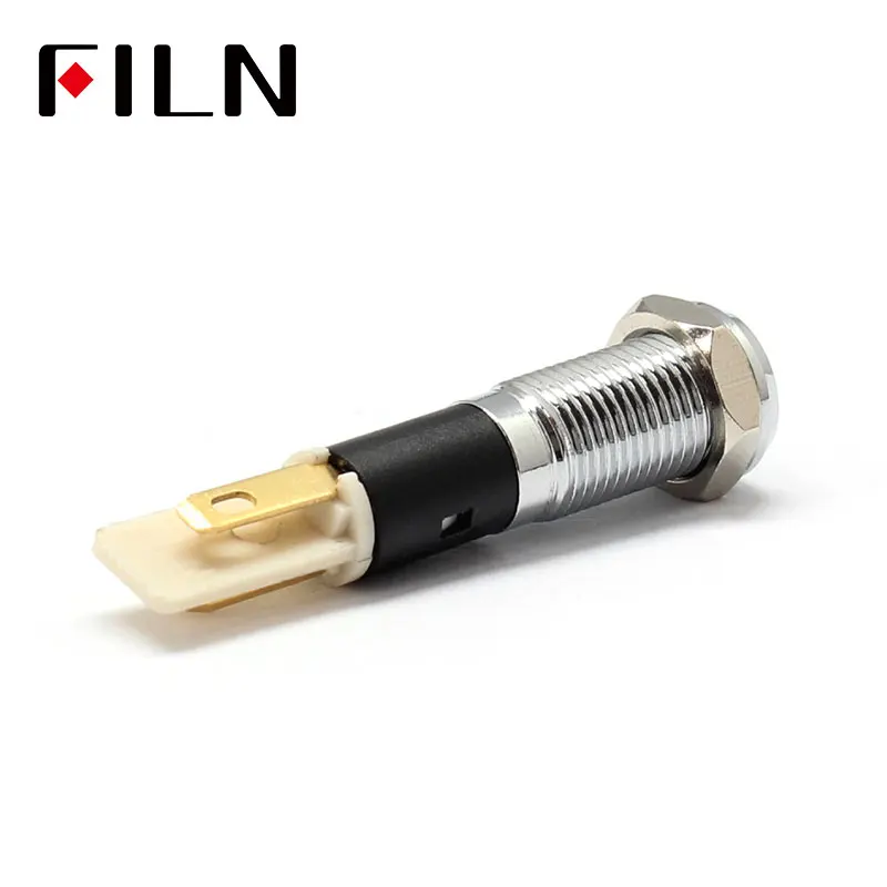 FILN 8mm C19 Car dashboard  silver shell Rear fog light mark 12v led indicator light with Solder foot