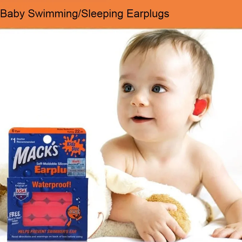 Orange Baby Earplugs Soft Silicone Waterproof Children Swimming Earplugs Kids Earplugs For Swimming Airplane Sleeping Earplugs