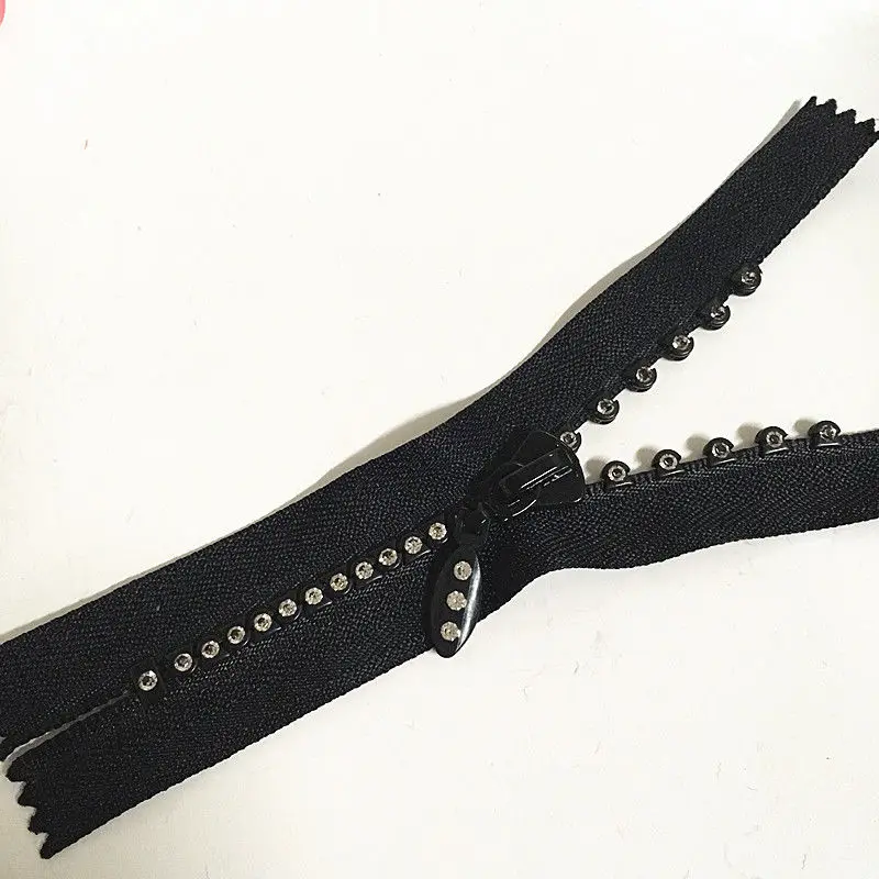 5-50pcs Black Resin With crystal Nylon ZIPPER ZIPPERS 4.5inch 12CM