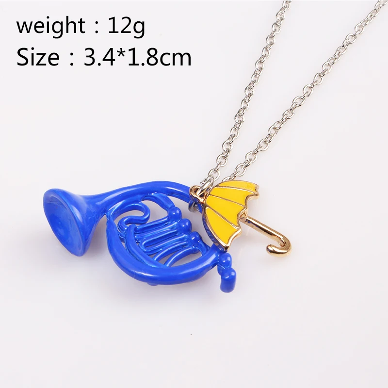 How I Met Your Mother Necklace Blue French Horn Yellow Umbrella With Link Chain Necklaces for Women Jewelry