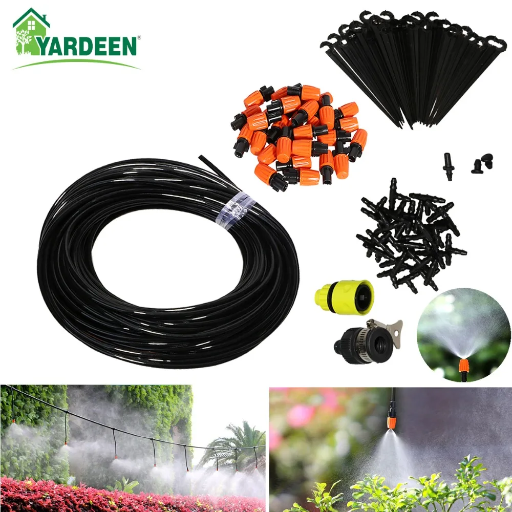 25m Automatic Micro Drip Irrigation System Garden Irrigation Spray Plants Self Watering Kits with 30pcs Adjustable Dripper