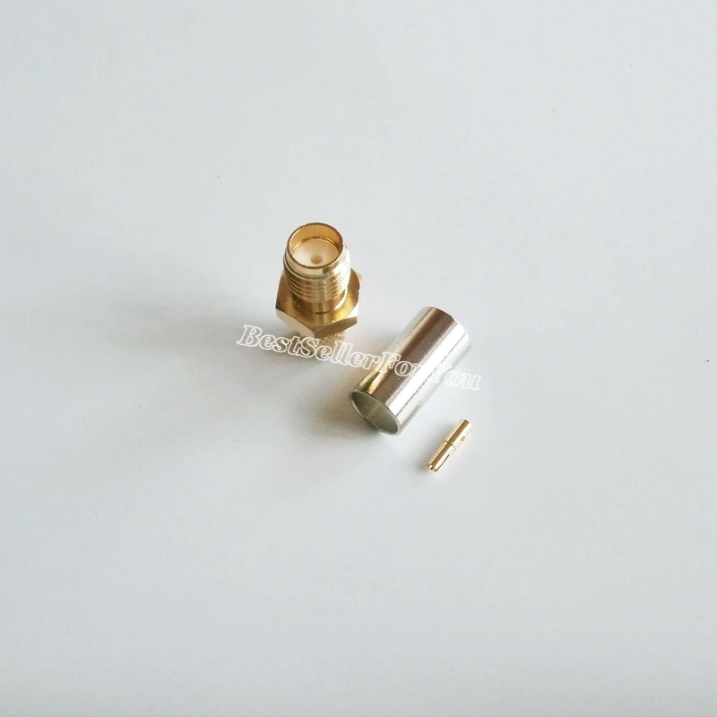 10Pcs SMA connector female jack bulkhead crimp for RG58 LMR195 RG142 Cable goldplated PTFE