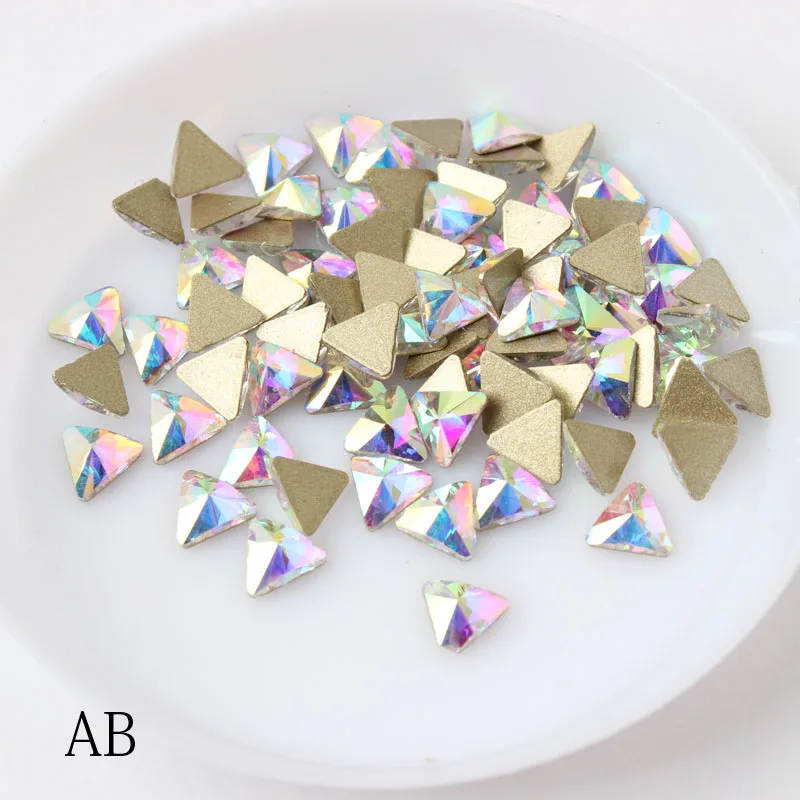 Best selling 5mm Triangle clear nail art rhinestones 13 colors fancy crystal stone 30 / 100PcsDIY nail ornaments