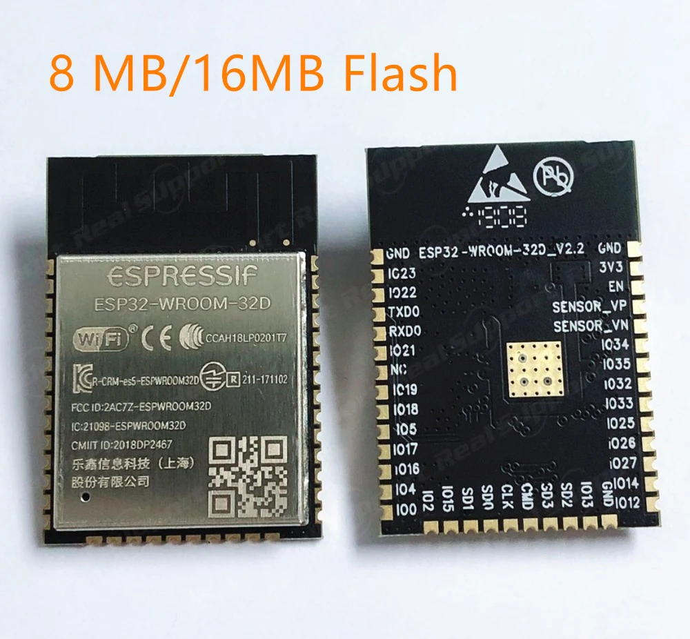 100PCS ESP32-WROOM-32D 8MB /16MB ESP32-WROOM-32D-N8 Flash Memory Wi-Fi+BT+BLE ESP32 Module Espressif Original RF perfermance