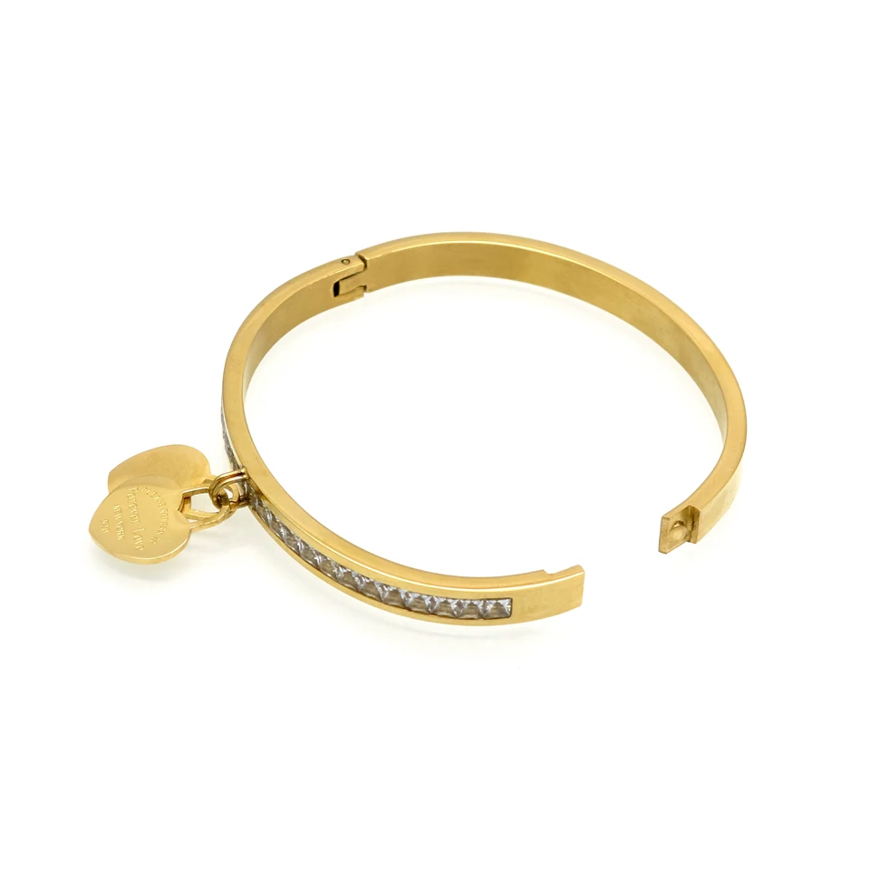 New Luxury Famous Brand Jewelry Pulseira Stainless Steel Crystal Bracelets & Bangles Female Love Heart Bracelet For Women