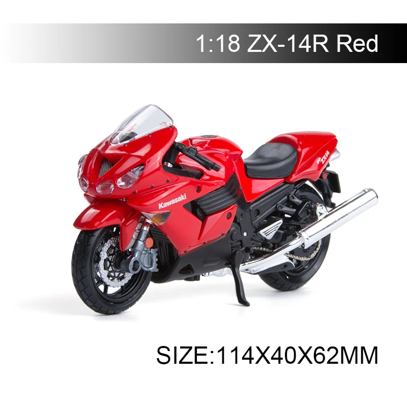 Maisto 1:18 Motorcycle Models Kawasaki Ninja ZX-14R ZX14R Red Diecast Plastic Moto Miniature Race Toy For Gift Collection