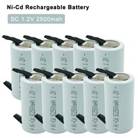 SubC 2500mah 1.2V SC Ni-Cd Rechargeable Battery Batteria with Welding Pins Tab for Electric Tools Toys