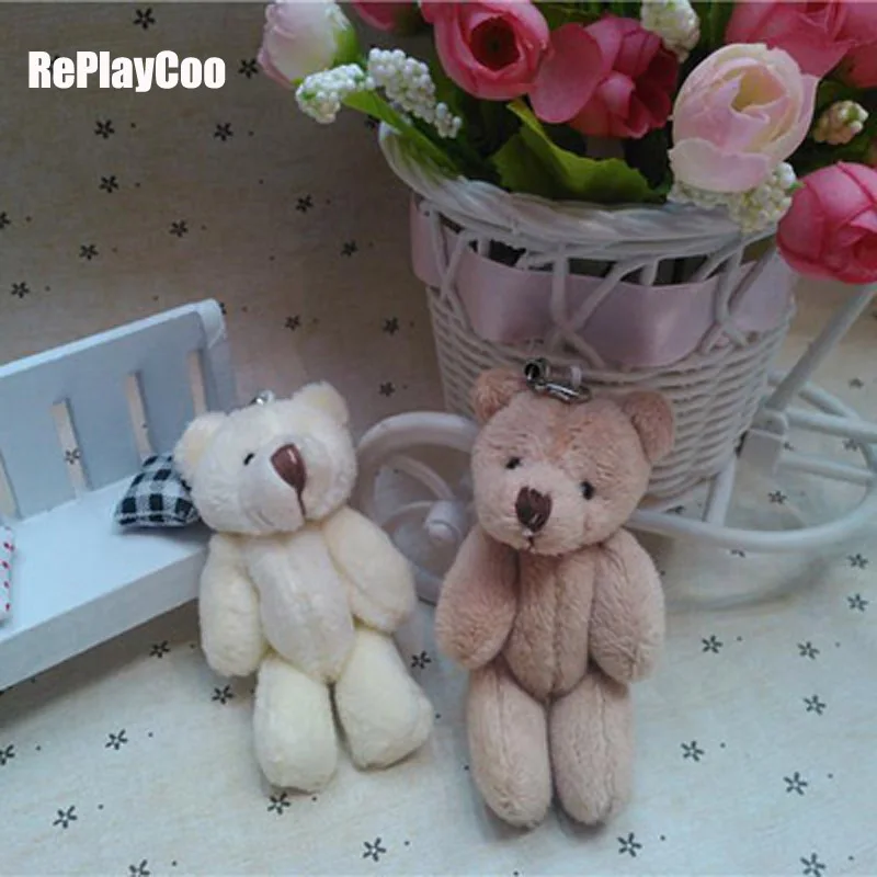 

50pcs/lot Kawaii Small Joint Teddy Bears Stuffed Plush With Chain 8CM Toy Teddy-Bear Mini Bear Ted Bears Plush Toys Gifts 043