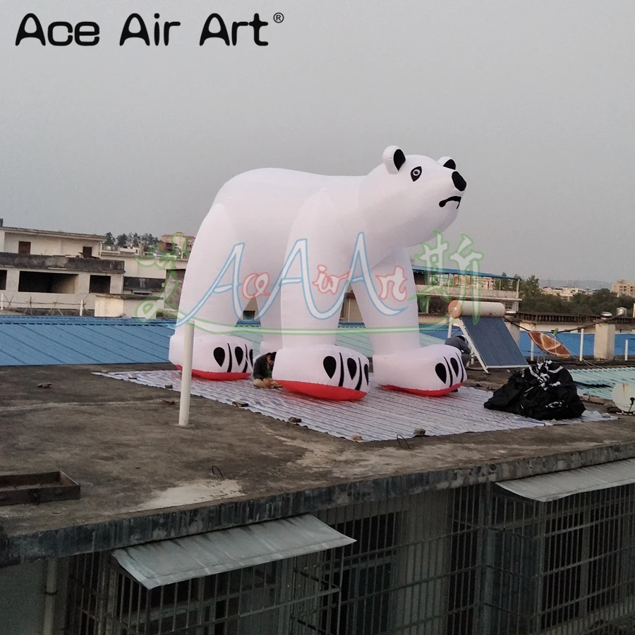 Giant Animals Model Inflatable Polar Bear Replica Huge Walking Cartoon Sea for Winter Advertising Attractive Promotion