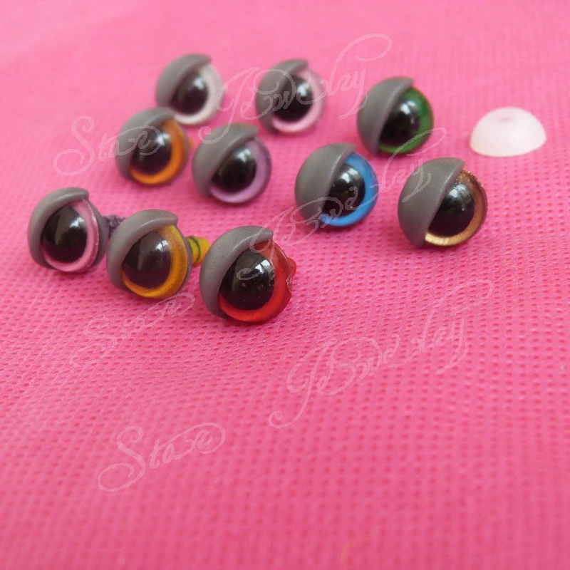 60pcs---10mm mixed color toy eyes with eyelid with washer---you can choose eyelid color