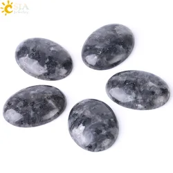 CSJA 30x40mm 1PC Black Labradorite Natural Stone Bead Cabochons No Hole Quartz Fit for DIY Ring Bracelet Making Jewelry Men F505