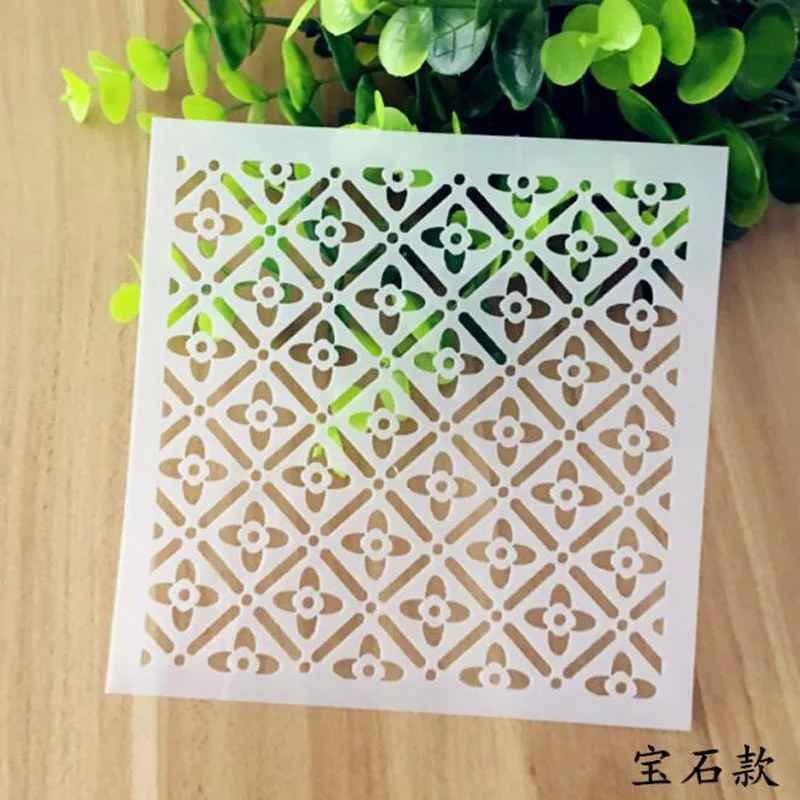 Stencil Reusable Gem Flower Openwork Layering Stencils Wall Painting Scrapbooking Stamping Album Decorative Embossing Template