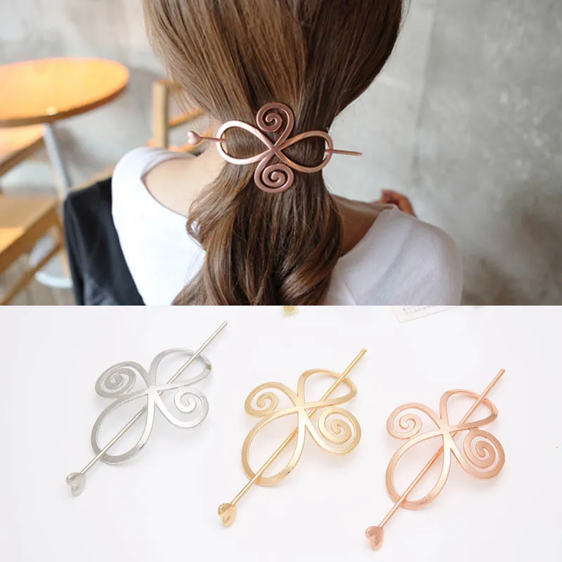 Fashion simple geometric metal love stars round hairpin insert comb hairpin hairpin hair comb hair accessories