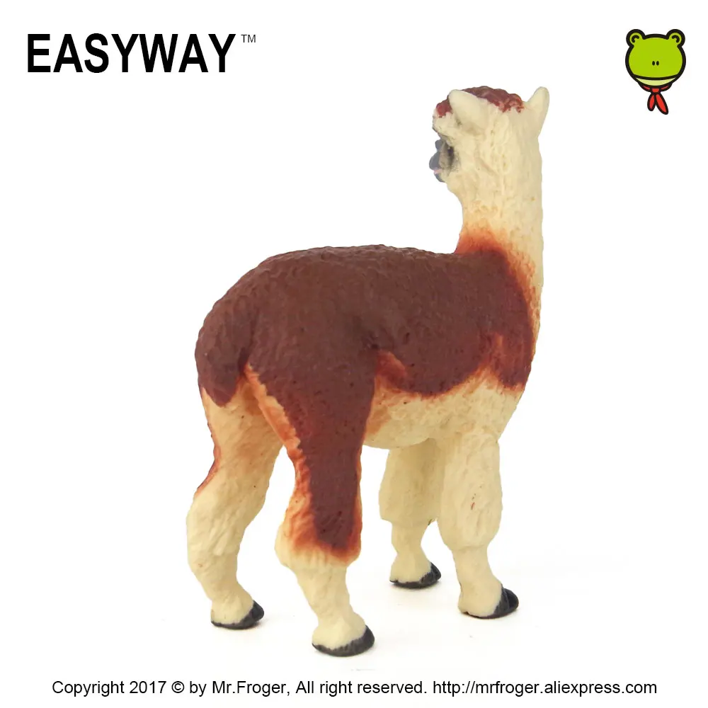 EASYWAY Alpaca Toy Action Figures Figurine Zoo Plastic Animal Models Cute Vicugna Pacos Gift for Kids Educational Toys Child