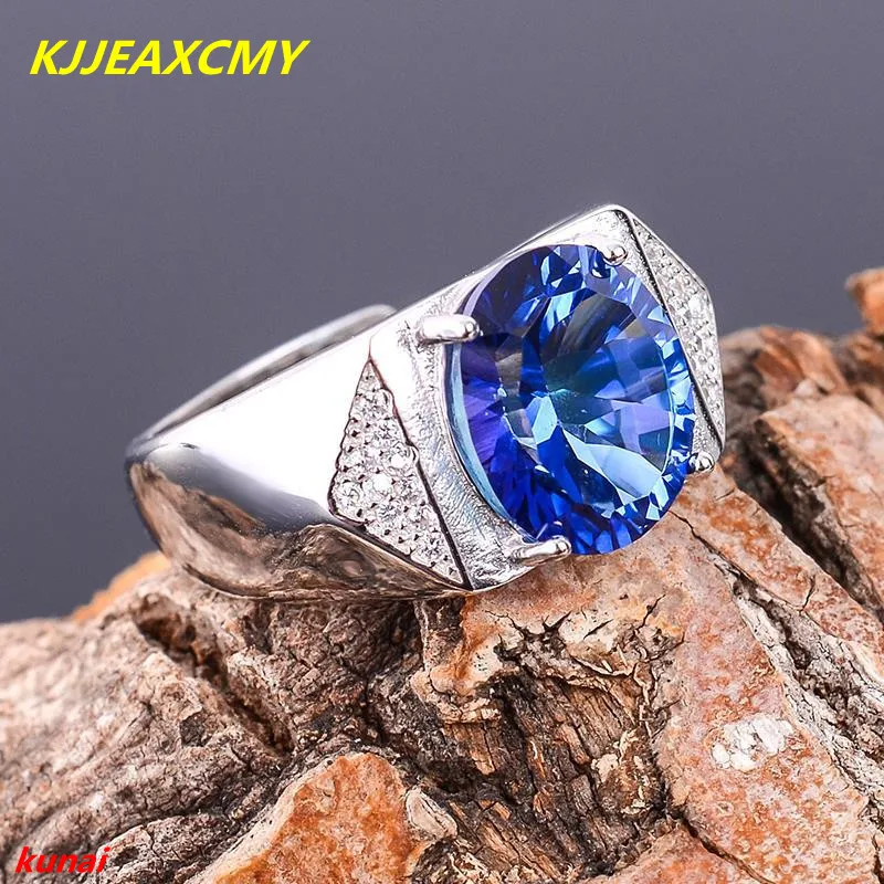 

KJJEAXCMY Fine Jewelry 925 Silver Inlay Natural Tanzanite Color Topaz Ladies Men Ring Christmas Birthday New Year Gift