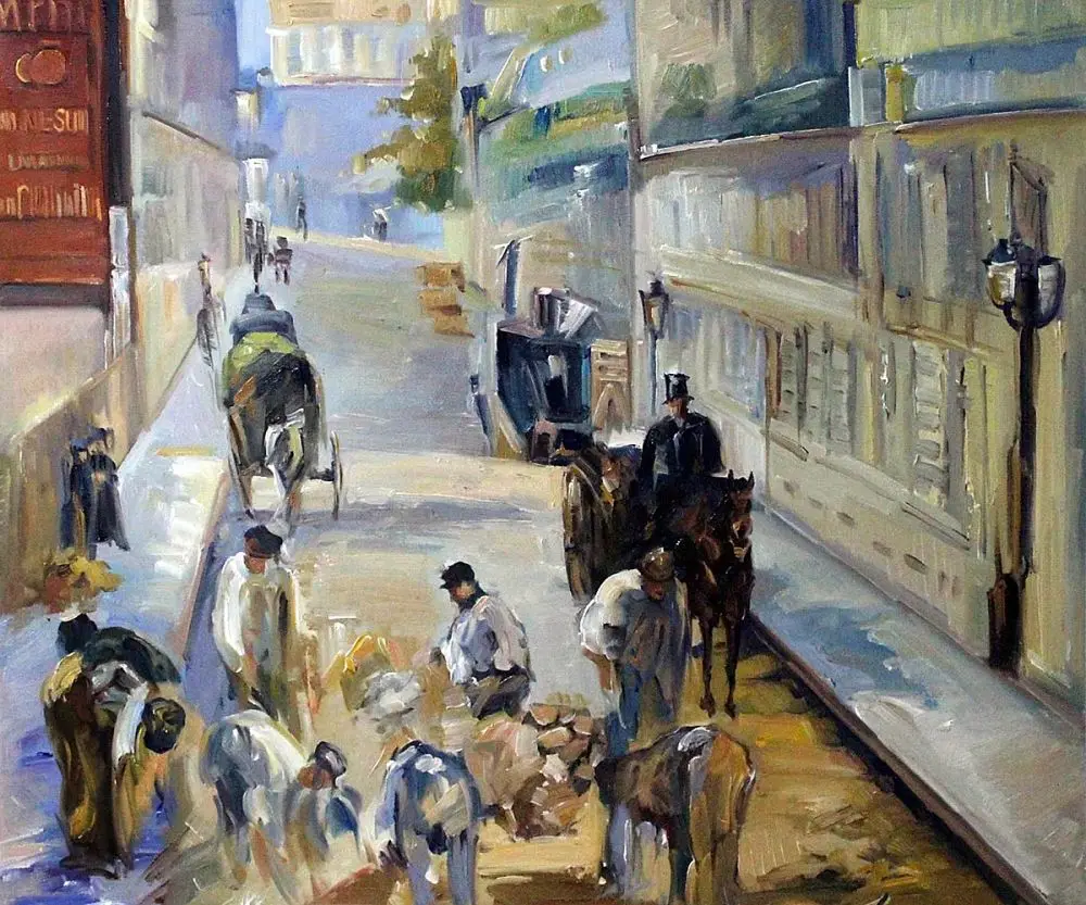 

Original Quality Street Scenes Painting Rue Mosnier with Road Menders by Edouard Manet Canvas Painting Living Room Decor