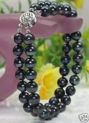 

HOT 9-10MM AAA+ NATURAL SOUTH SEA BLACK PEARLS BRACELET 7.5"