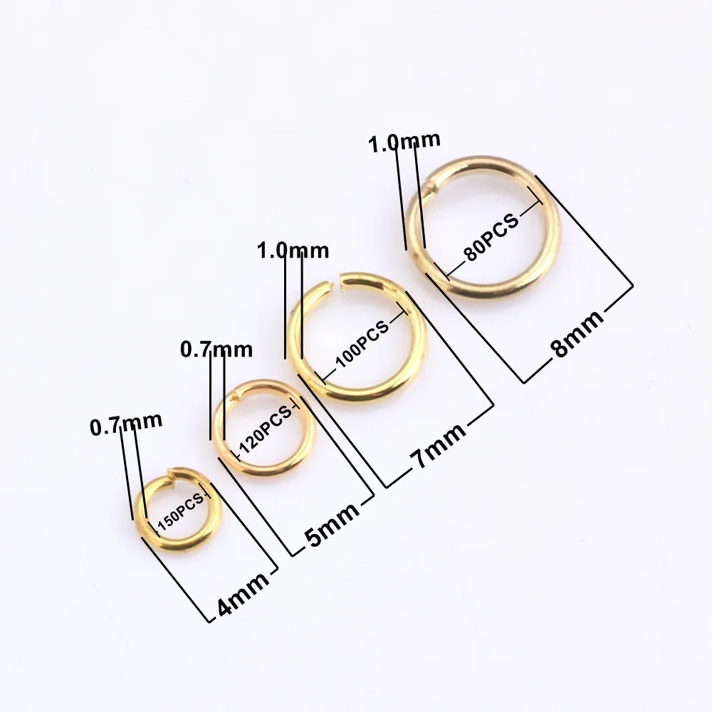 OlingArt Mixed size 450PCS/lot Gold Jump Ring 4mm/5mm/7mm/8mm link loop DIY Jewelry making Connector Bracelets / Necklaces