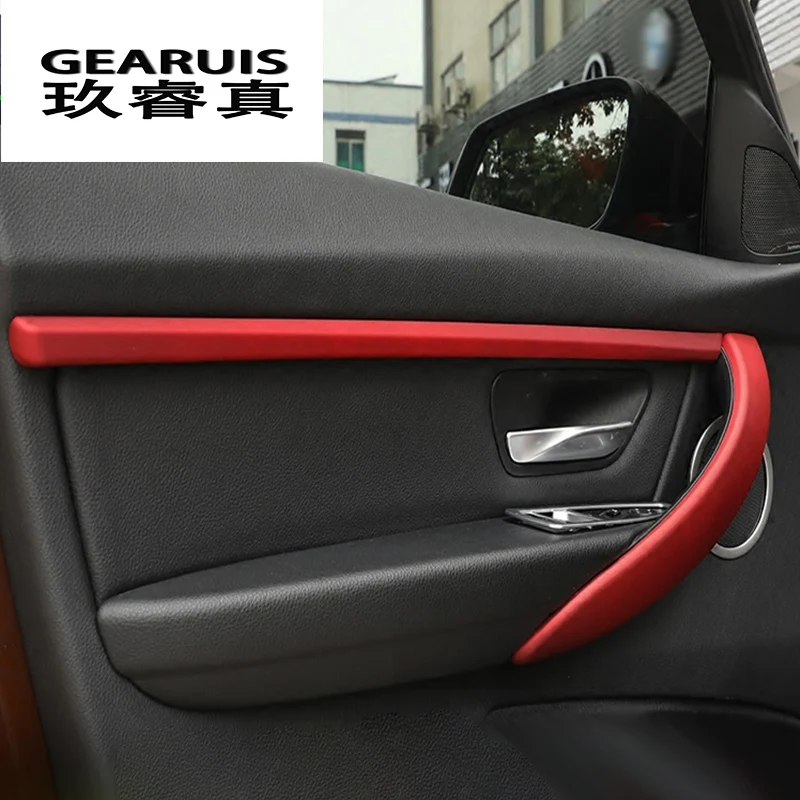 Car Styling Auto Door Armrest panel Decoration Covers Stickers Trim For BMW 3 Serise F30 3gt F34 2017-2019 interior Accessories