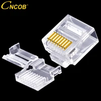 CNCOB-conector de red modular Cat6 utp, cable plano, 8P8C conector rj45, enchufe de ordenador Ethernet, 50 piezas, dos piezas