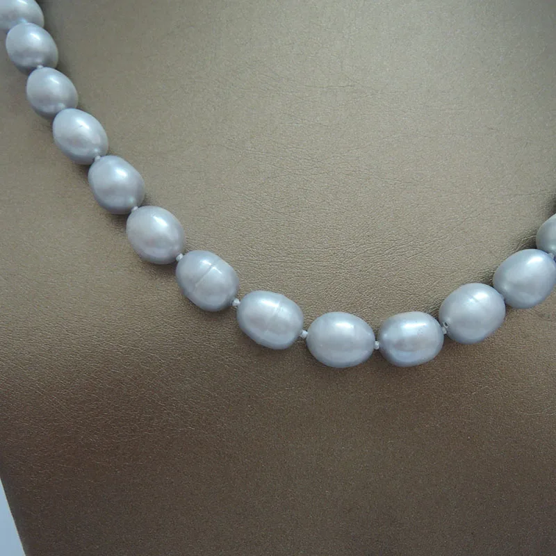 100% FRESHWATER PEARL NECKLACE-GRAY COLOR PEARLS,nice clasp.