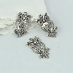 10pcs alloy Tibetan Silver Plated owl Charms Pendants for Jewelry Making DIY Handmade Craft 30*16mm D157