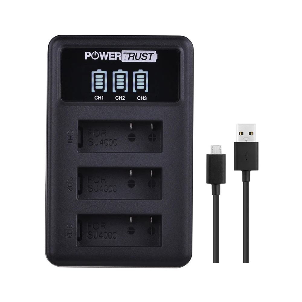 1180mAh PG1050 Battery +LED 3Slots USB Charger For SJCAM SJ4000 M10 SJ5000 SJ5000X For EKEN H9 H9R H8R H8 GIT PG900