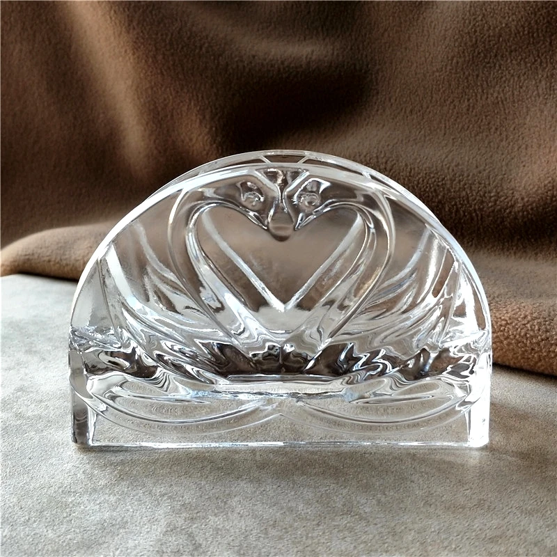 Leaf Stamped Glass Napkin Holder Decorative Glass Couple Swan Tissue Stand Dining Table Necessity Tableware Accessories Supplies