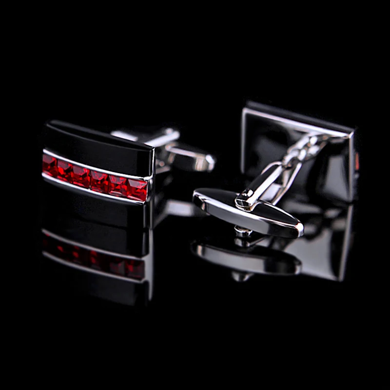 KFLK Jewelry fashion shirt cufflink for mens gift Brand cuff button Red Crystal cuff link High Quality abotoaduras guests