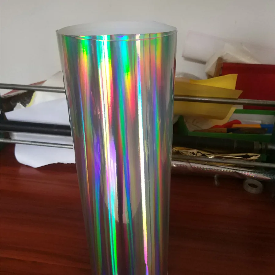 self-adhesive Sticker plain rainbow holographic PP smooth Film 21cm x 50m in roll Laser reflection film