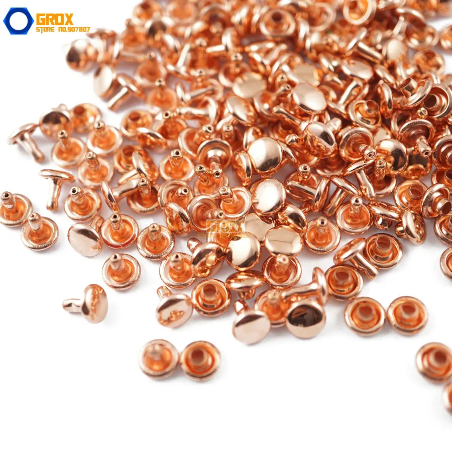 

500 set 6*5mm Rose Gold Double Cap Round Rapid Rivet Punk Rock Leathercraft Rivet