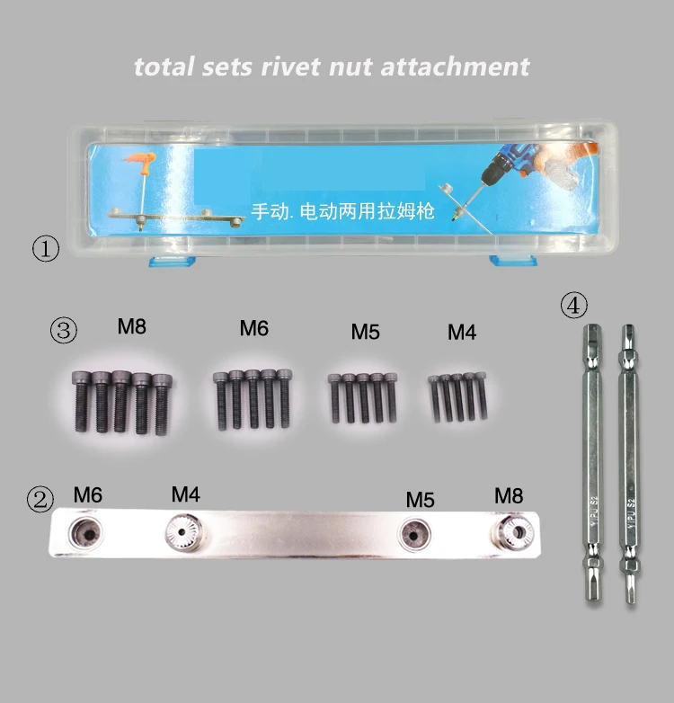 M4-M8 Riveter Adattatore, Striscia di Fissaggio per Rivet Dado