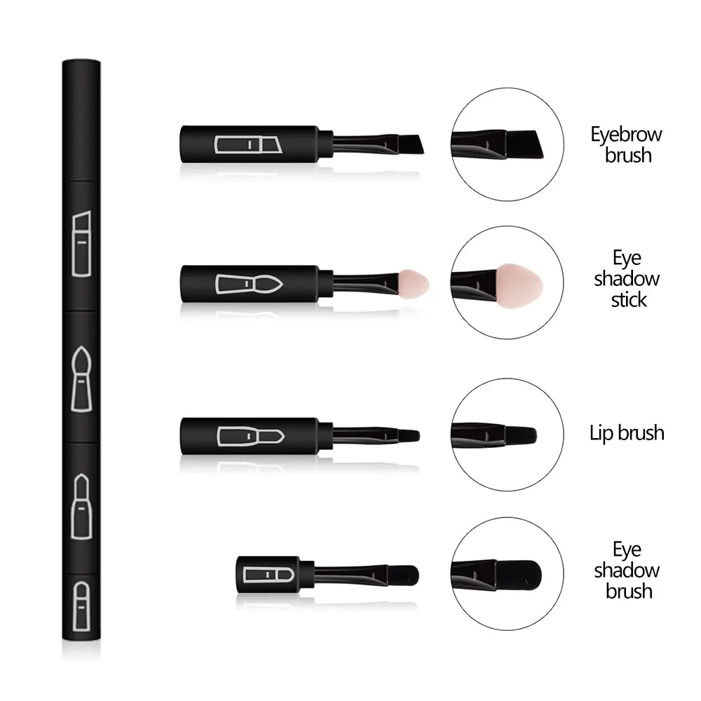 Dighealth 4 in 1 Professional Makeup Brush Set Portable Blending Eye shadow Eyebrow Lip Pencil Brush Cosmetic Brush Make Up Tool