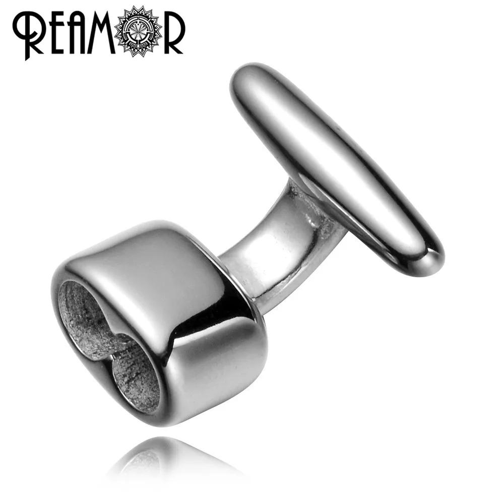 REAMOR 316L Stainless steel 5mm Double Hole Connectors Charms For Leather Bracelet Clasps Jewelry Making DIY Accessories