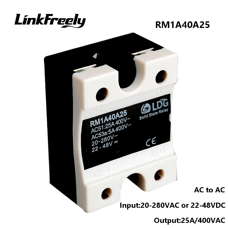 RM1A40A25 25A LED Opto Isolator AC AC Solid State Relay,Output:42-440VAC Input: 20-280VAC/22-48V DC,SMD SSR Relay Board Switch