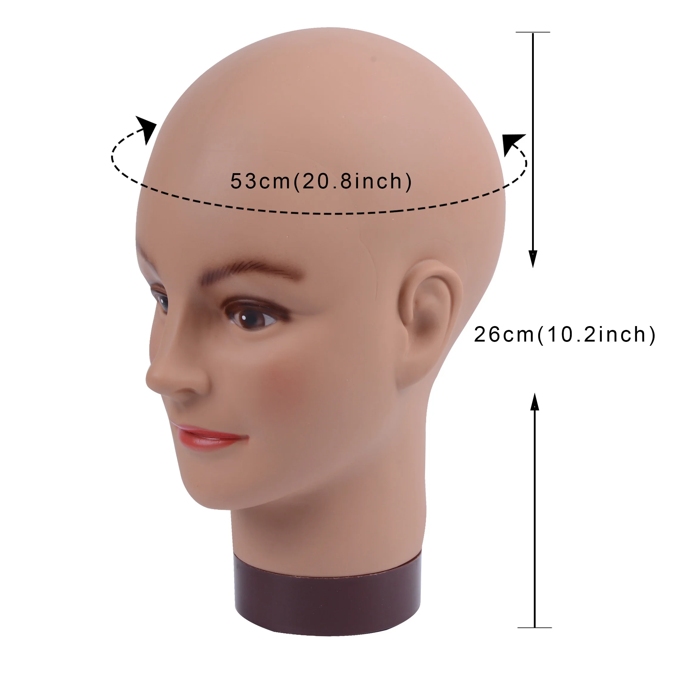 Cabeza de maniquí calvo con abrazadera, cabeza de maniquí femenino para fabricación de peluca, sombrero, exhibición de cosmetología, cabeza de maniquí para práctica de maquillaje