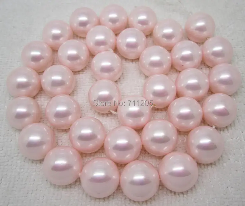 Wholesale ! 12mm Pink Shell Pearl Round Loose Beads 15