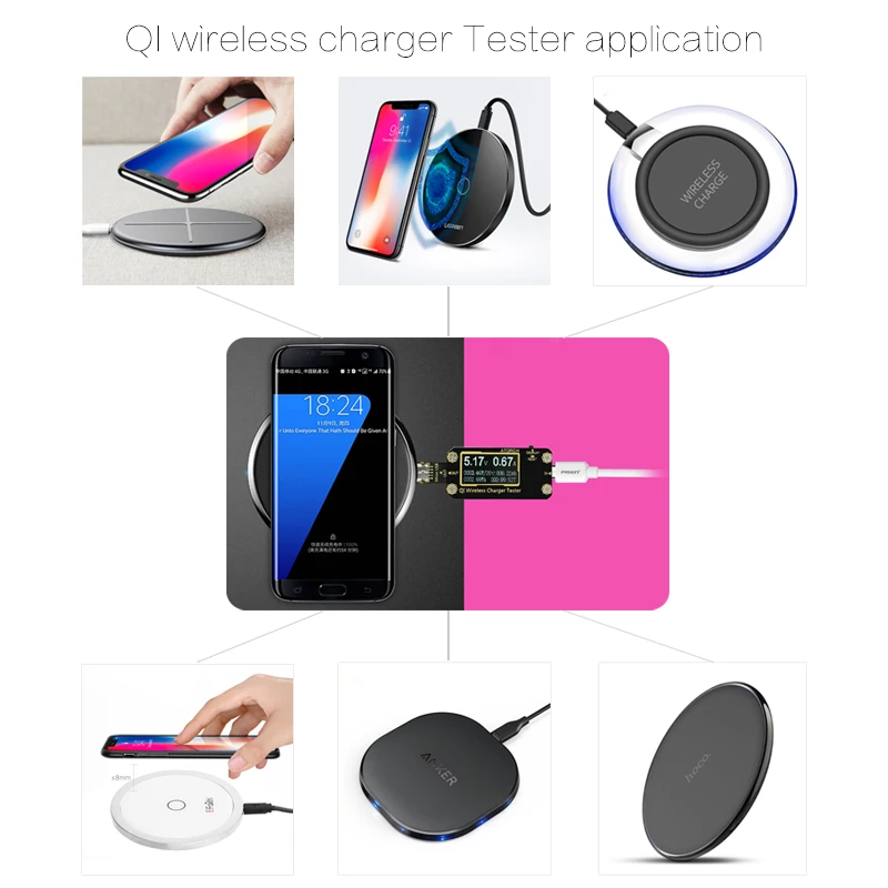 QI Wireless Charger Micro USB Tester Voltage ammeter SAMSUNG S8 S6 Edge S6edge+ Plus S7 S7Edge Note5 iphone 8/8 plus/Iphone X