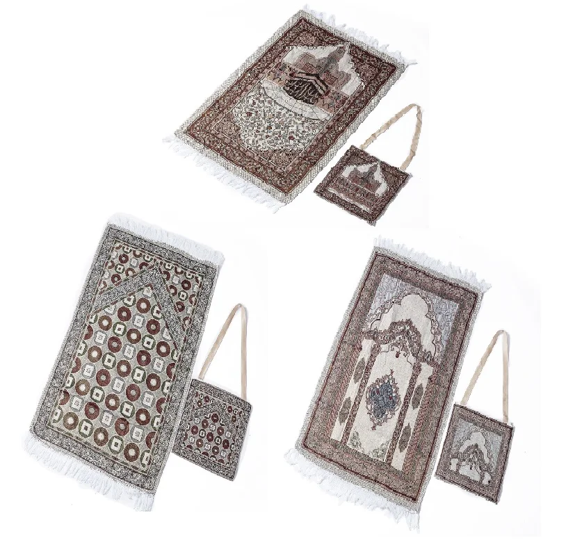 Dropship  Portable Muslim Prayer Mat Folding Rug Muslim Islam Carpet With shoulder bag Mubarak Ramadan Kareem Decoration