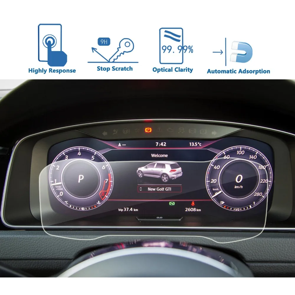 RUIYA Car Screen Protector For Golf 7 7.5 12.3 Inch 2018 Digital Cockpit  LCD Dashboard Display Screen Auto Interior Accessories