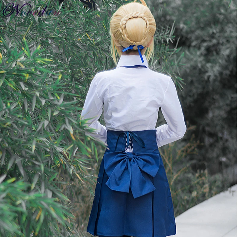 Fate Stay Night Saber Fantasias Cosplay para Mulheres, Anime Japonês Uniformes de Marinheiro, Vestido Cosplay, Conjunto de Roupas de Festa Halloween