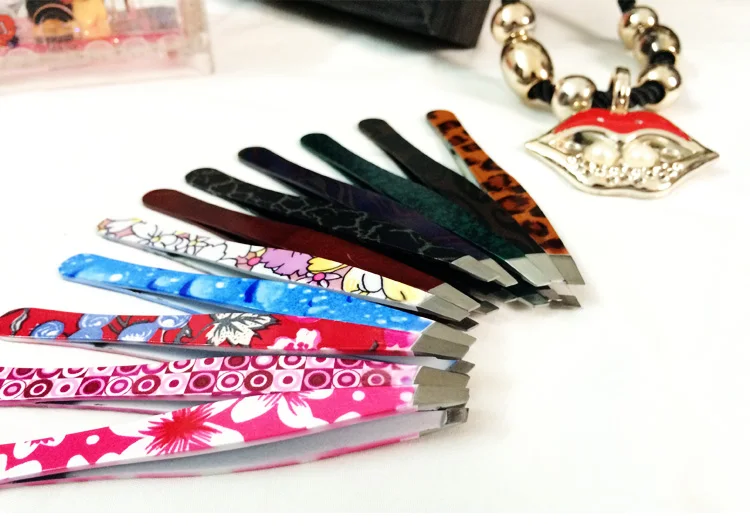 Pinzette in acciaio inossidabile Forniture di bellezza Pinzette Pinze per morsetti per bocca obliqua Spiumatura Clip per sopracciglia Strumento per trucco smussato Pinze per sopracciglia