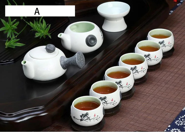 10pcs/set Snow glaze tea sets,6 tea cups and 1 tea pot, ChineseTravel Kung Fu teaset. hot sales of Ceramic tea set.Coffee cup