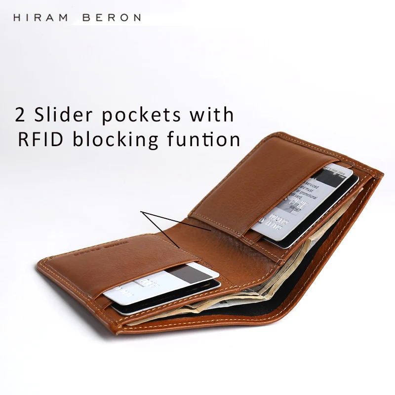 Hiram Beron Free Custom Name Men Leather Wallets Male Purse Credit Card Holder RFID blocking Wallet Gift for Holiday dropship