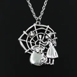 New Fashion Witch Refining Drugs Spider Pendants Round Cross Chain Short Long Mens Womens Silver Color Necklace Jewelry Gift
