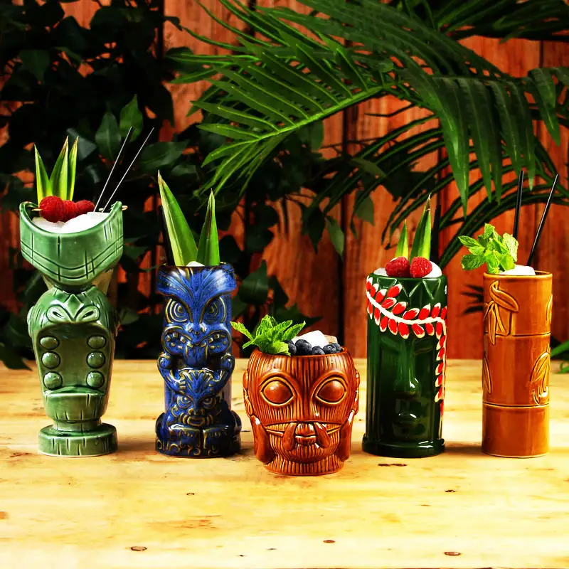 Hawaii Tiki Mugs Cocktail Cup Beer Beverage Mug Wine Mug Ceramic Ku.Ku.Kauioo Mug