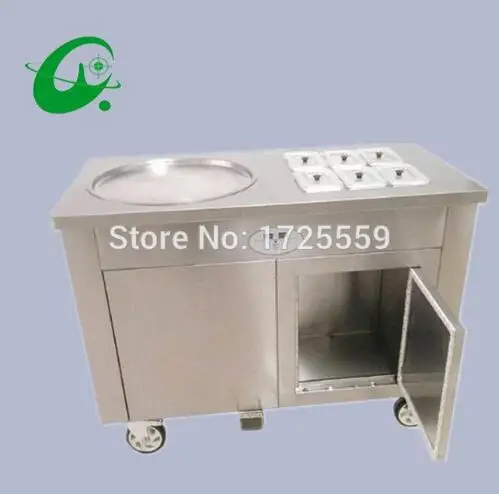 45cm single pan fried ice cream rolled machine thailand Flat fry Fried Ice Cream roll Machine With 6 Cooling Storage Barrel