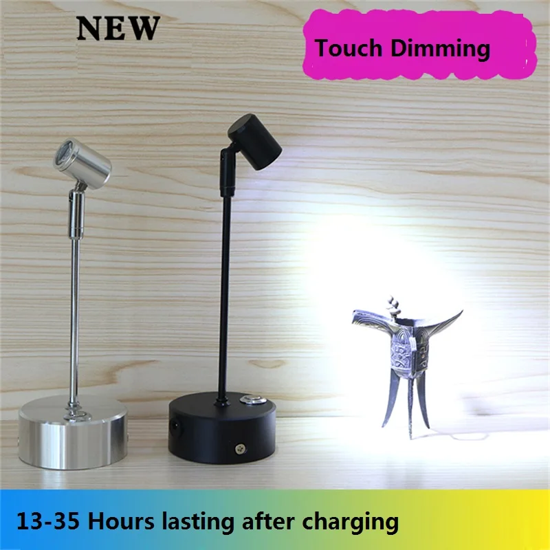 

0.5-3W 8-43cm pole dimmable recharging led cabinet lamp,brightness adjust showcase lamp ,counter glass movable battery light