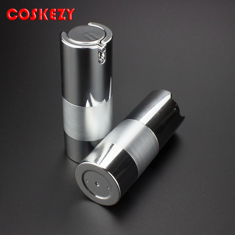 UV gold and silver double wall airless lotion pump bottle 15ml for sale, 15ml pressed cap in stock