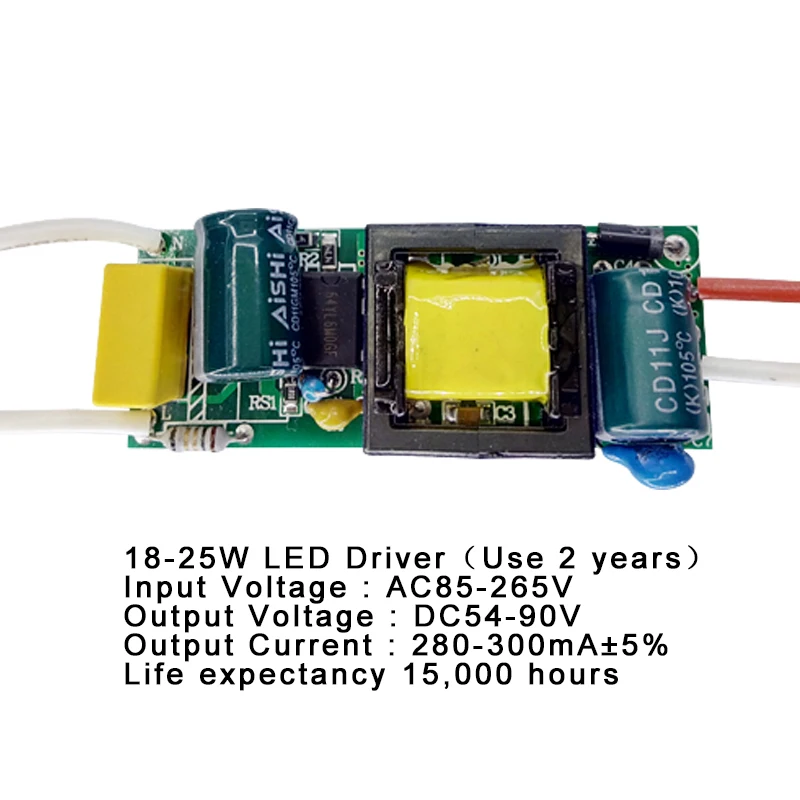 1-3W,4-7W,8-12W,15-18W,20-24W, fuente de alimentación LED de 25-36W, iluminación de corriente constante integrada, 85-265V, salida, transformador de 300mA